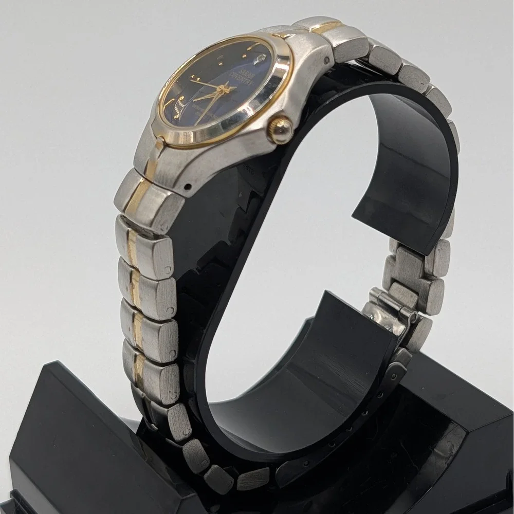 Sarah Coventry Blue Sunburst Dial Diamond‎ Accent Quartz Watch Two Tone 24mm